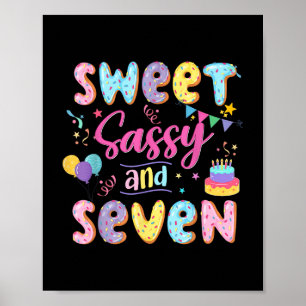Poster 7 Birthday Girl Sweet Sassy E Sete Rosquinhas 7 Ys