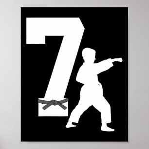 Poster 7 Birthday Karate Taekwondo Crianças de 7 Anos