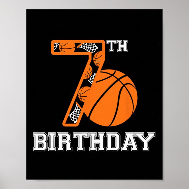 Poster 7 De Aniversário De Bysketbyll Para Crianças Menin (Frente)