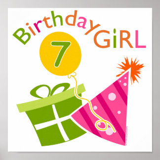 Póster 7 de aniversário - Rapariga de aniversário