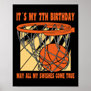 Poster 7 de basquete Feliz de 7 anos, 7 de aniversário