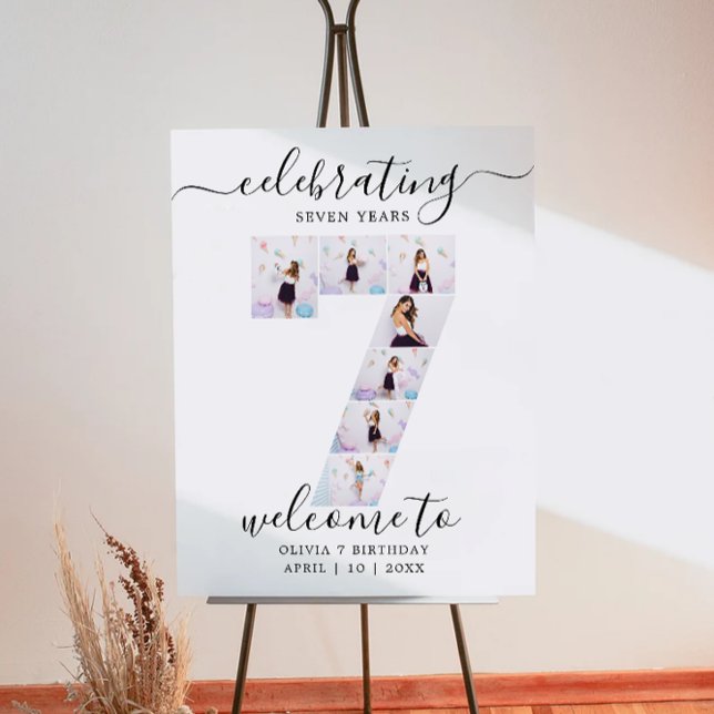 Poster 7 Foto: Sinal de Boas-vindas de Aniversário, Ele o (7 Photo Birthday Welcome Sign, Him or Her Poster)