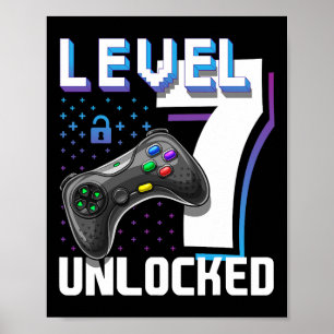 Poster 7 Jogo de Vídeo Desbloqueado 7 Birthday Gamer Gift
