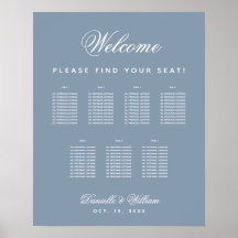 7 Mesas Carta de Sentar em Script Casamento Azul P