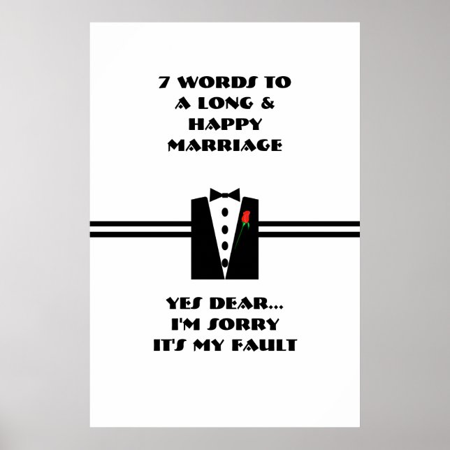 Póster 7 Palavras Para um Casamento Longo e Feliz - Carta (Frente)