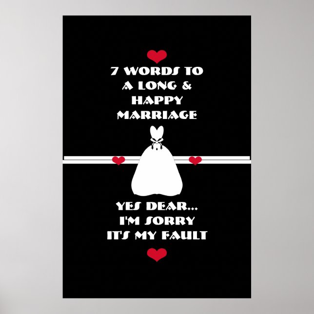 Poster 7 Palavras Para Um Casamento Longo E Feliz - Poste (Frente)