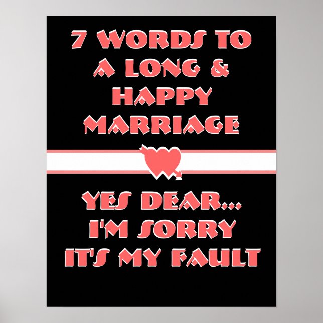 Poster 7 Palavras Para Um Casamento Longo E Feliz - Poste (Frente)