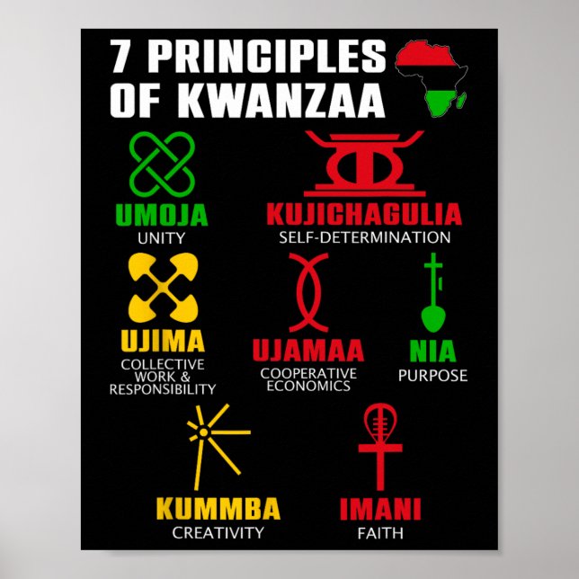 Poster 7 Princípios Da Celebração Pan-Africana De Kwanzaa (Frente)