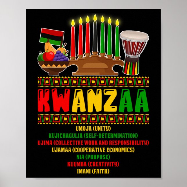 Poster 7 Princípios Da Celebração Pan-Africana De Kwanzaa (Frente)