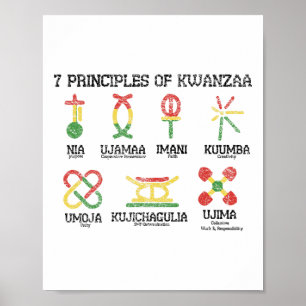 Poster 7 Princípios Do Kwanzaa Nguzo African American Hol