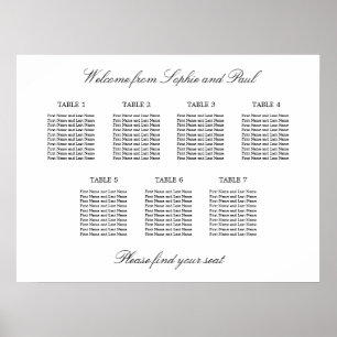 Poster 7 Tabela Gráfico de Assentos Minimalista Elegante
