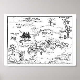 Poster 7'' X 5'' Estilo Vintage Mapa de Florestas de 100