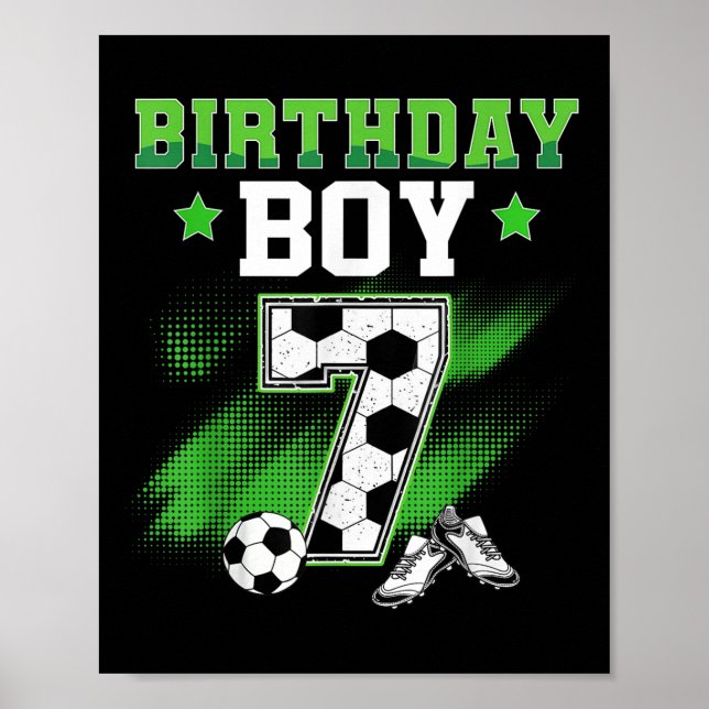 Poster 7th Birthday Boy Soccer 7 Year Old Sport 7yr Boys  (Frente)