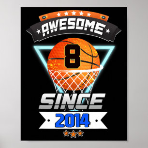 Poster 8º Aniversário Jogador de Basquete 8 Anos Garoto G