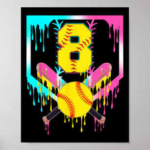 Poster 8º Aniversário Softll Home Plate Drip Sorvete 8 An