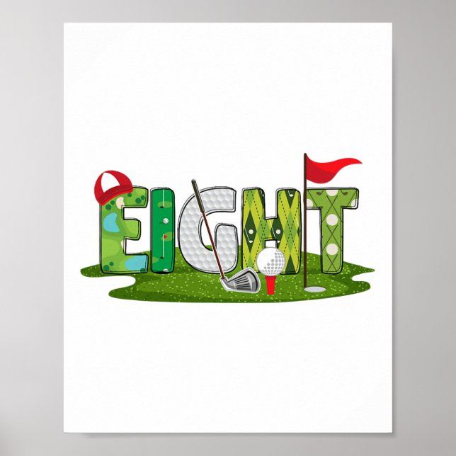 Poster 8º aniversário Tema de Golfe de 8 anos Crianças de (Frente)