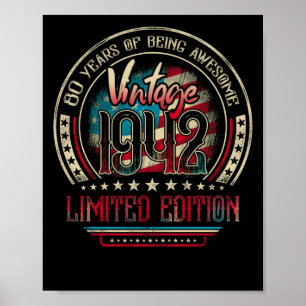 Poster 80 Anos Incrível 80 Birthday Vintage 1942 EUA