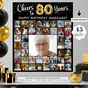 Poster 80 Birthday 45 Photo Collage Saúde para 80 Anos