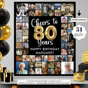 Poster 80 Birthday 51 Photo Collage Saúde a 80 Anos