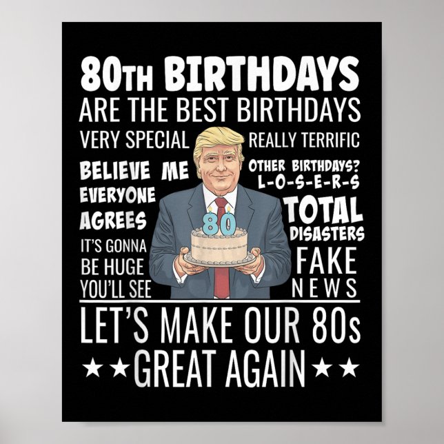 Poster 80 Birthday Design - Engraçado Trump Citar Anivers (Frente)