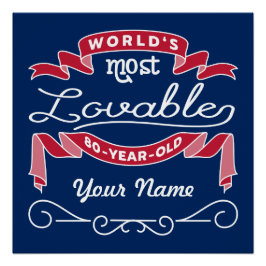 Póster 80 Birthday do mundo de 80 anos mais adorável