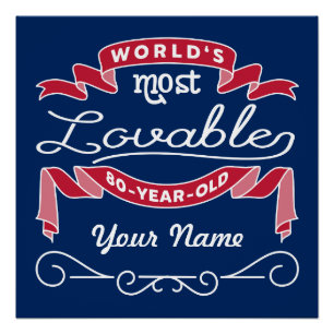 Póster 80 Birthday do mundo de 80 anos mais adorável