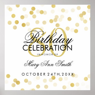 Poster 80 Birthday Faux Gold Foil Lights