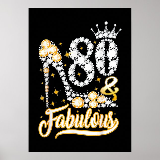 Poster 80 Birthday High Heel Calçado Crown Diamond (Frente)
