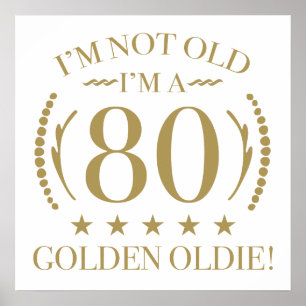 Poster 80 Birthday Ouro Oldie