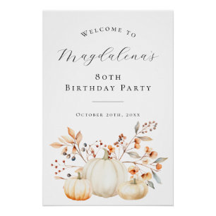 Póster 80 DIGITAL Aniversário Pumpkin Cai Deixa Bem-Vindo