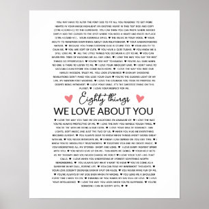 Poster 80 razões pelas quais amamos seu presente de anive