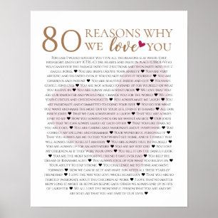 Poster 80 razões pelas quais nós te amamos 70º 60º 50º an
