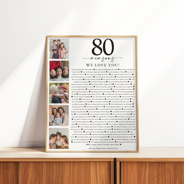 Póster 80 Reasons We Love You Birthday Keepsake (Criador carregado)