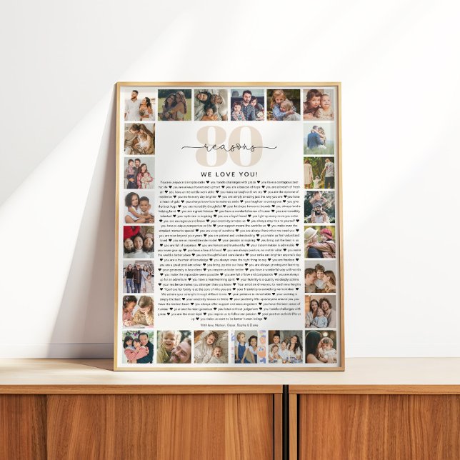 Póster 80 Reasons We Love You Photo Collage Keepsake Gift (Criador carregado)