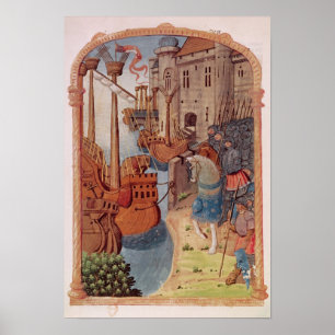 Póster 8378 Velin 745 cavaleiros f.1 a cavalo, c.1350