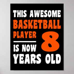 Poster 8 anos Feliz 8.º Aniversário Basquete 8.º Aniversá