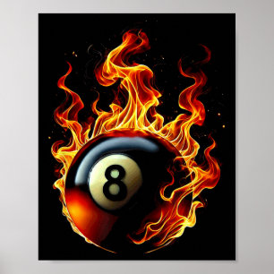 Poster 8 Bola Piscina Billiards Player Flame