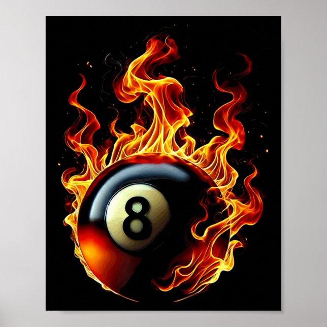 Poster 8 Bola Piscina Billiards Player Flame (Frente)