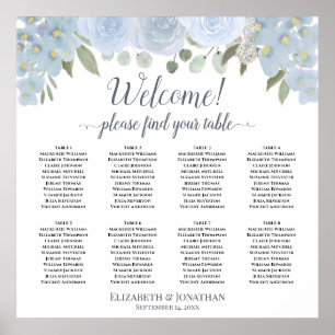 Poster 8 Gráfico de Casamento de Mesa Dusty Blue Boho Ros