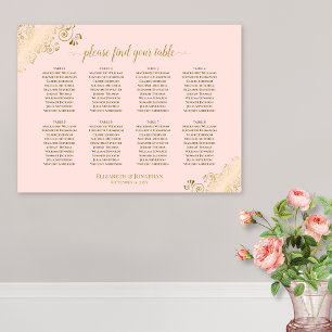 Poster 8 Gráfico de Casamento de Mesa Rosa Esbranquiçado 