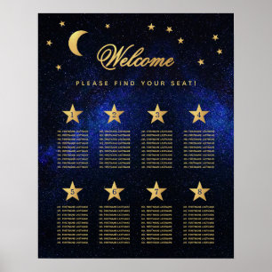 Poster 8 Gráfico de Casamentos Célestiais Azul Dourado Me