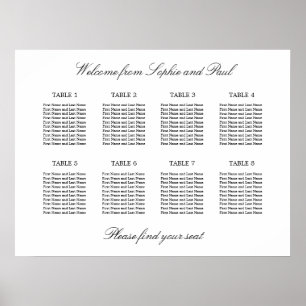Poster 8 Mesa Gráfico de Assentos Minimalista Elegante