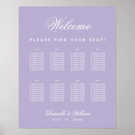 Poster 8 Mesa Lavanda Roxo Casamento Plano de Assentos 