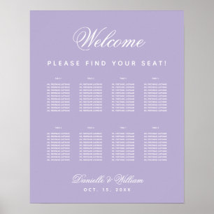 Poster 8 Mesa Lavanda Roxo Casamento Plano de Assentos 