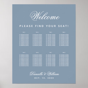 Poster 8 Mesa Poeira Azul Casamento Simples Carta de Asse