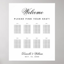 Poster 8 Mesas Carta de Assentos de Casamento Simples Pre