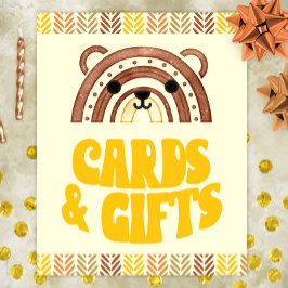 Poster 8x10 Cartões e presentes Boho Woodland Bear Aniver