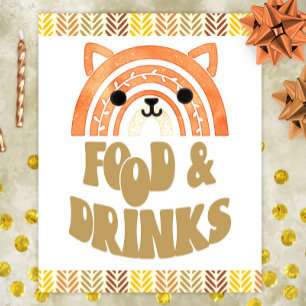 Poster 8x10 Comidas e bebidas Boho Woodland Fox Birthday