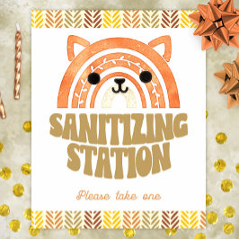 Poster 8x10 Estação Sanitizer Boho Woodland Fox Birthday