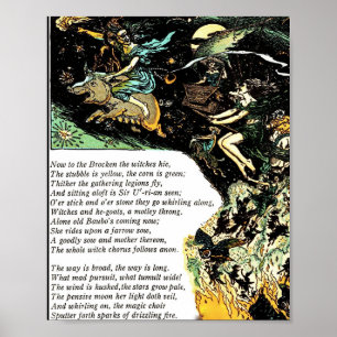 Poster 8x10 Ilustração Vintage Bruxas Fausto